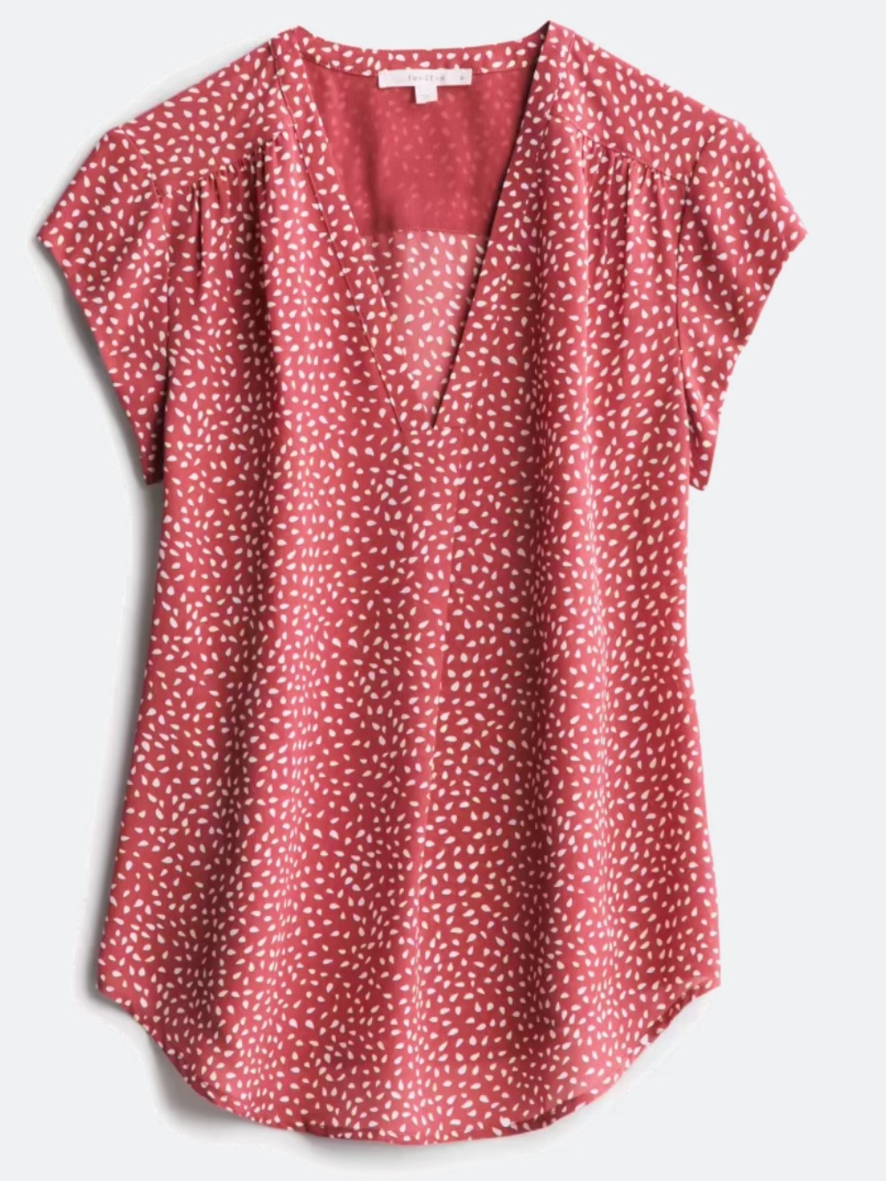 fun 2 fun Rose Pink Dot V-Neck Blouse